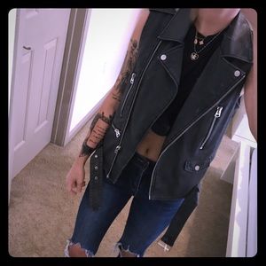 Faux leather vest